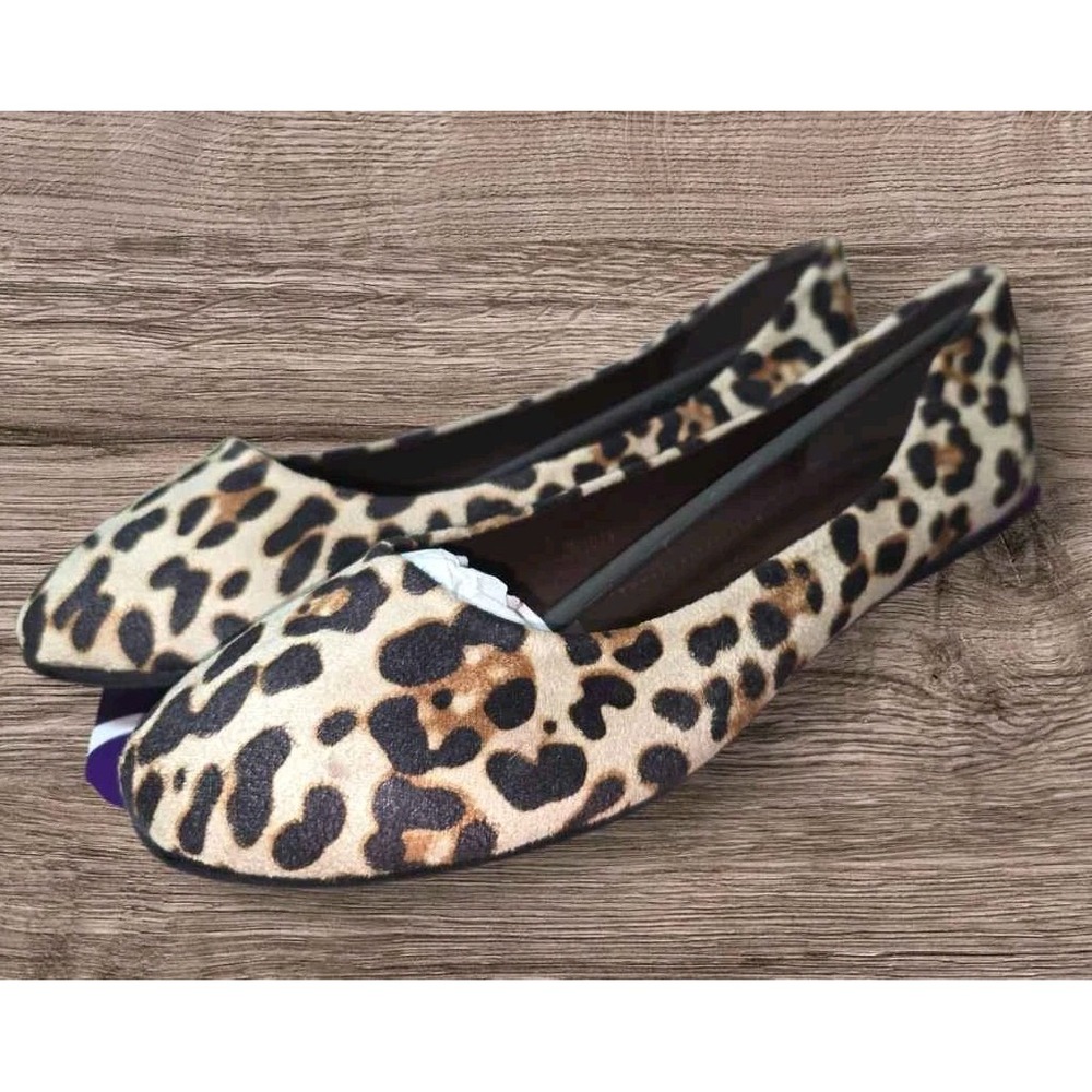 Ollio Womens Leopard Print Ballet Flats Round Toe Slip On Shoes Tan Black Brown